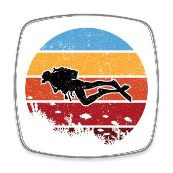 Sunset Diver Silhouette - Square fridge magnet - white - Front