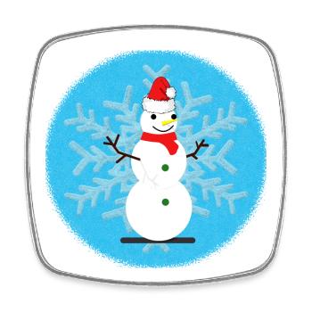 SCHNEEMANN. WEIHNACHTEN. - Viereckiger Kühlschrankmagnet - Weiß - Vorne