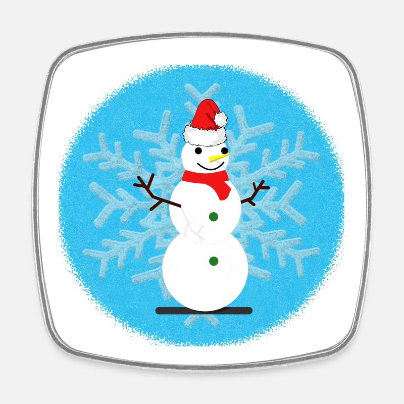 SNOWMAN. CHRISTMAS. - Square fridge magnet - white