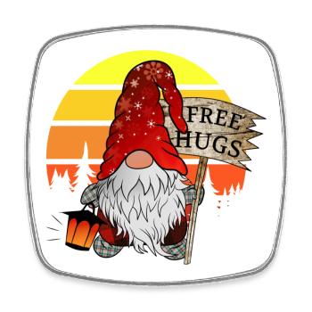 Gnom Weihnachts Wichtel mit Gratis Umarmung - Viereckiger Kühlschrankmagnet - Weiß - Vorne