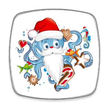 Octopus as Santa Claus with Santa Claus cap - Square fridge magnet - white - Front