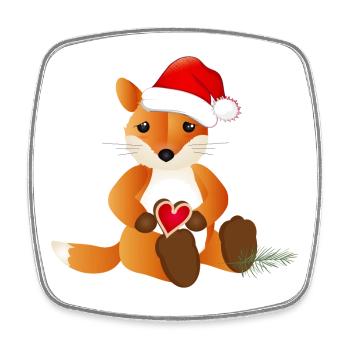 zuckersüßer kleiner Fuchs mit Herz für Weihnachten - Viereckiger Kühlschrankmagnet - Weiß - Vorne