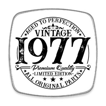 Born in 1977 Vintage Birthday Gift - Square fridge magnet - white - Front