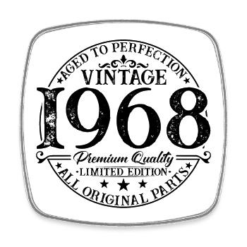 Born in 1968 vintage birthday gift - Square fridge magnet - white - Front
