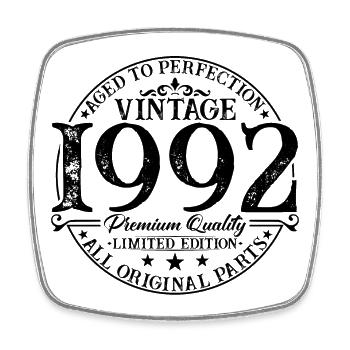 Born in 1992 Vintage Birthday Gift - Square fridge magnet - white - Front