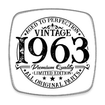 Born in 1963 Vintage Birthday Gift - Square fridge magnet - white - Front