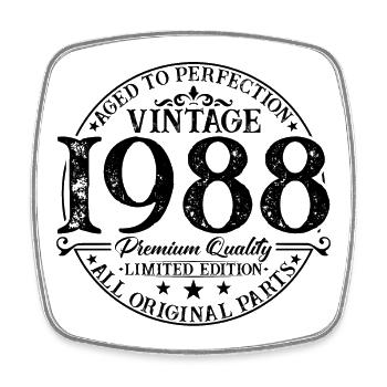 Born 1988 Vintage Birthday Gift - Square fridge magnet - white - Front