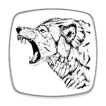 Loup - Magnet carré - blanc - Devant