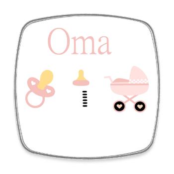 Oma Geburt Mädchen Vorlage personalisierbar - Viereckiger Kühlschrankmagnet - Weiß - Vorne