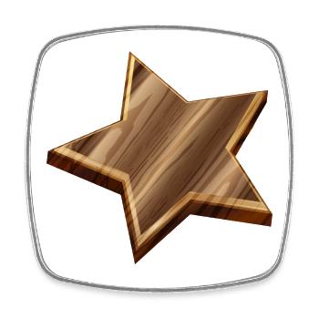 Star in dark wood look with grain - Square fridge magnet - white - Front
