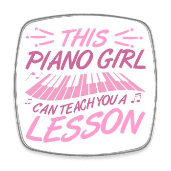 Piano Mädchen - Viereckiger Kühlschrankmagnet - Weiß - Vorne