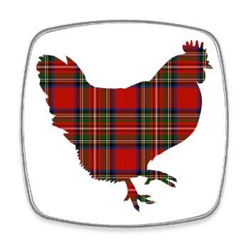 Tartan Chicken Silhouette - Square fridge magnet - white - Front