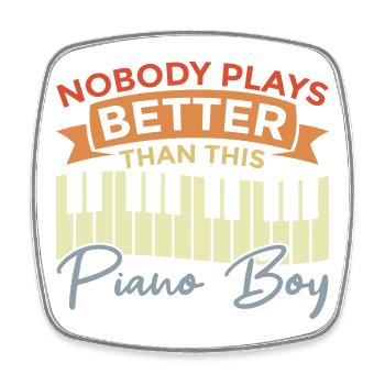 Piano player boy - Square fridge magnet - white - Front