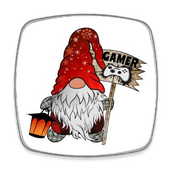 Gamer Wichtel Christmas Gnom - Square fridge magnet - white - Front