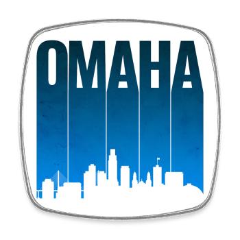 Omaha Skyline Blue Gradient - Square fridge magnet - white - Front