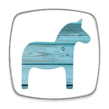 Dala Horse Wooden Scandinavian Christmas Xmas - Square fridge magnet - white - Front