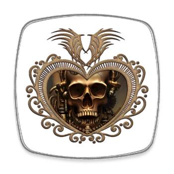 Superbe crâne steampunk doré - Magnet carré - blanc - Devant