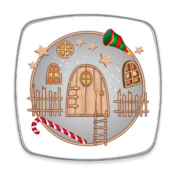 petite porte de gnome mignonne pour Noël - Magnet carré - blanc - Devant
