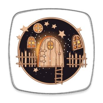 The magic of the elves' door at Christmas - Square fridge magnet - white - Front