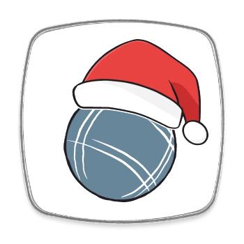 Boule Santa Tenue de pétanque pour Bouler pour boules - Magnet carré - blanc - Devant