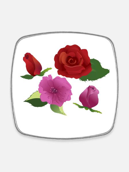 Bouquet of roses play of colours - Square fridge magnet - white