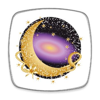 luminous purple galaxy with moon and stars - Square fridge magnet - white - Front