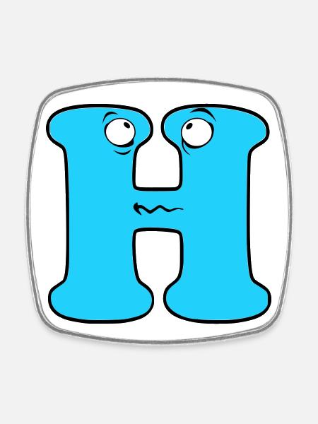 H - Square fridge magnet - white