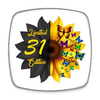 Limited 31 Edition Birthday Sunflower - Square fridge magnet - white - Front