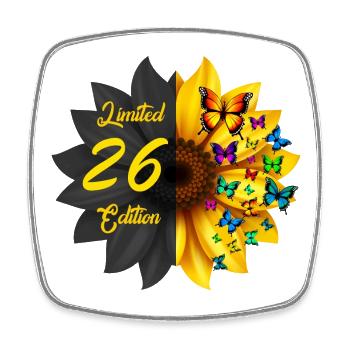 Limited 26 Edition Birthday Sunflower - Square fridge magnet - white - Front