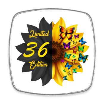 Limited 36 Edition Birthday Sunflower - Square fridge magnet - white - Front