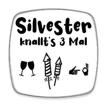 Silvester Knallen Alkohol Böller - Viereckiger Kühlschrankmagnet - Weiß - Vorne