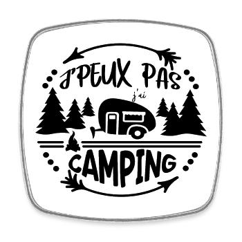 j peux pas j ai camping - Magnet carré - blanc - Devant