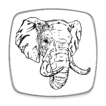 Elefant - Viereckiger Kühlschrankmagnet - Weiß - Vorne