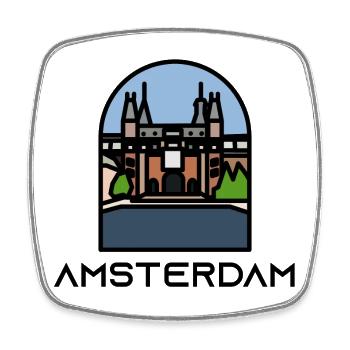 Amsterdam - Magnet carré - blanc - Devant