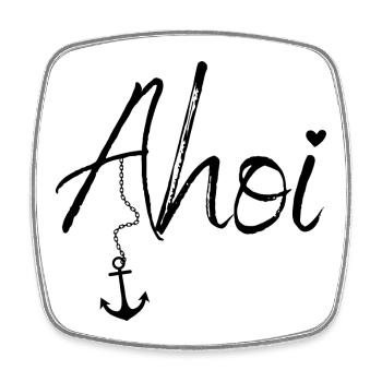 Maritime Mode mit Ahoi und Anker - Viereckiger Kühlschrankmagnet - Weiß - Vorne
