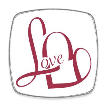 romantique Typographie de la Saint-Valentin en rouge - Magnet carré - blanc - Devant
