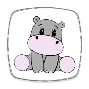 Hippopotamus Baby – Motif pour enfants, style comique - Magnet carré - blanc - Devant