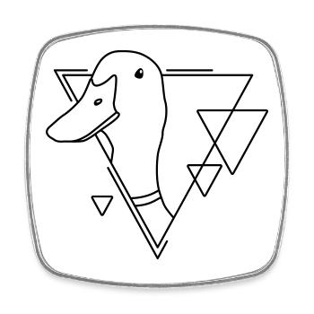 Canard en forme géométrique - Conception d’art au trait - Magnet carré - blanc - Devant