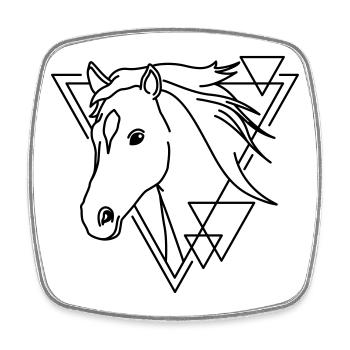 Pferd in geometrischer Form - Line-Art-Design - Viereckiger Kühlschrankmagnet - Weiß - Vorne