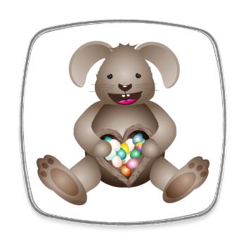 Easter with heart and Easter nest full of Easter eggs - Square fridge magnet - white - Front