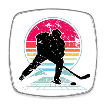 Hockey sur glace - Magnet carré - blanc - Devant