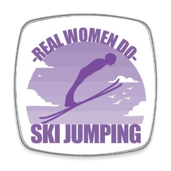 Skispringen Skispringerin Wintersport Geschenk - Viereckiger Kühlschrankmagnet - Weiß - Vorne