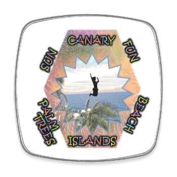 Les îles Canaries avec leur propre touche - plaisir ensoleillé sur la plage - Magnet carré - blanc - Devant