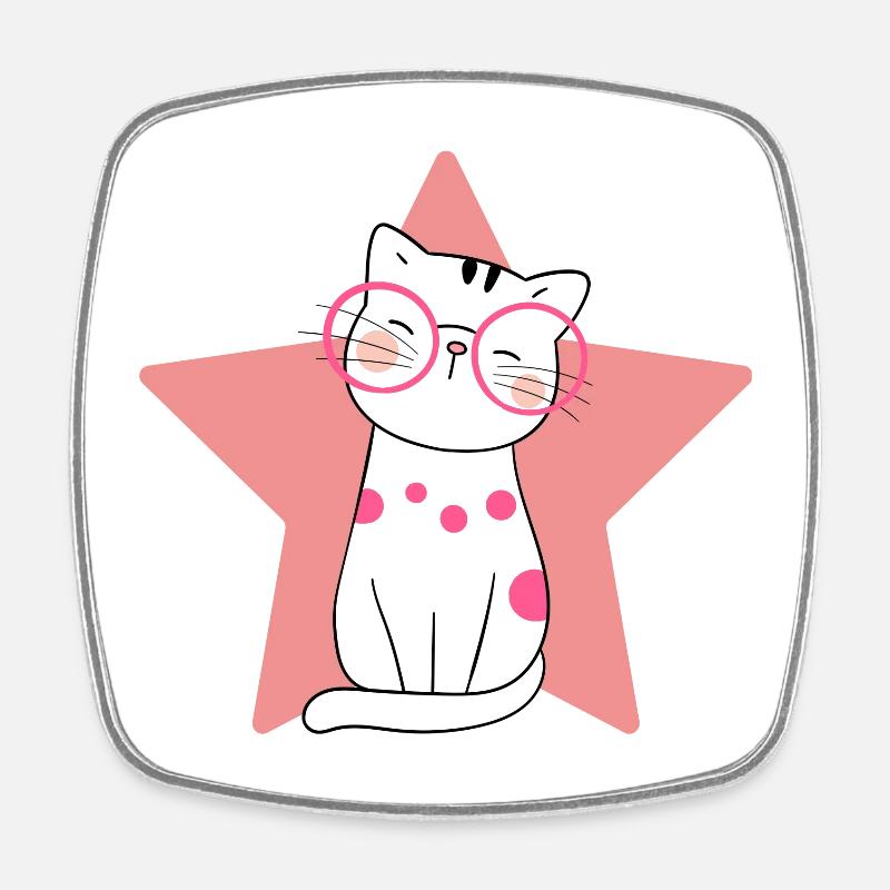 chat, chat mignon, chat domestique - Magnet carré - blanc