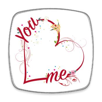Du & Ich verbunden durch das zarte Band der Liebe - Viereckiger Kühlschrankmagnet - Weiß - Vorne