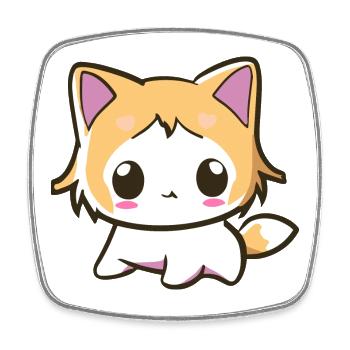 Kawaii Chibi Cat - Cute Anime Kitten - Square fridge magnet - white - Front
