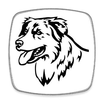 Australian Shepherd Head - Square fridge magnet - white - Front