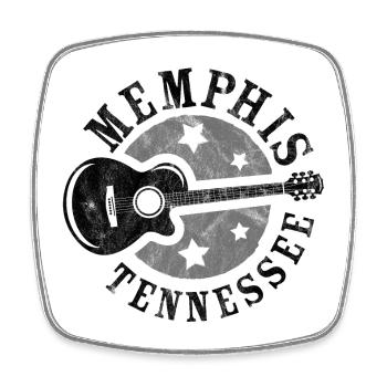 Memphis, Tennessee, Gitarre - Viereckiger Kühlschrankmagnet - Weiß - Vorne