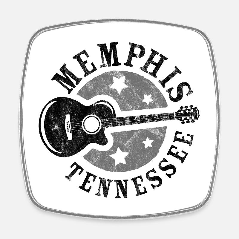 Memphis, Tennessee, Guitar - Square fridge magnet - white