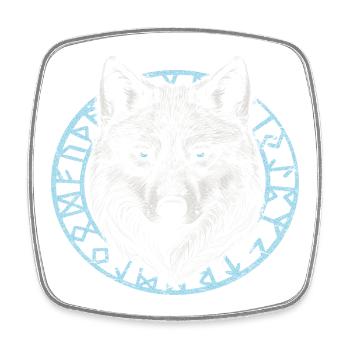Wikinger Wolf mit Runen - Viereckiger Kühlschrankmagnet - Weiß - Vorne